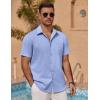 imageCOOFANDY Mens Linen Short Sleeve Button Down Shirts Casual Summer Beach Vacation ShirtsTrue Blue