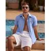 imageCOOFANDY Mens Linen Short Sleeve Button Down Shirts Casual Summer Beach Vacation ShirtsTrue Blue