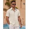 imageCOOFANDY Mens Linen Short Sleeve Button Down Shirts Casual Summer Beach Vacation ShirtsVanilla Ice