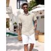 imageCOOFANDY Mens Linen Short Sleeve Button Down Shirts Casual Summer Beach Vacation ShirtsVanilla Ice