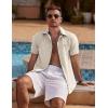 imageCOOFANDY Mens Linen Short Sleeve Button Down Shirts Casual Summer Beach Vacation ShirtsVanilla Ice