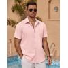 imageCOOFANDY Mens Linen Short Sleeve Button Down Shirts Casual Summer Beach Vacation ShirtsVeiled Rose