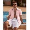 imageCOOFANDY Mens Linen Short Sleeve Button Down Shirts Casual Summer Beach Vacation ShirtsVeiled Rose