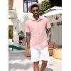 imageCOOFANDY Mens Linen Short Sleeve Button Down Shirts Casual Summer Beach Vacation ShirtsVeiled Rose