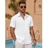 imageCOOFANDY Mens Linen Short Sleeve Button Down Shirts Casual Summer Beach Vacation ShirtsWhite