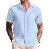 imageCOOFANDY Mens Casual Short Sleeve Button Down Summer Beach Shirt Lightweight Textured Wrinkle Free Untucked ShirtsAngel Falls