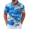 imageCOOFANDY Mens Hawaiian Shirts Short Sleeve Casual Button Down Tropical Shirt Summer Floral Vacation Beach ShirtsBlue