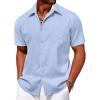 imageCOOFANDY Mens Linen Short Sleeve Button Down Shirts Casual Summer Beach Vacation ShirtsAngel Falls