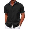 imageCOOFANDY Mens Linen Short Sleeve Button Down Shirts Casual Summer Beach Vacation ShirtsBlack