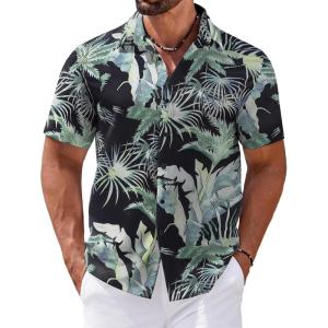 imageCOOFANDY Mens Hawaiian Shirts Short Sleeve Casual Button Down Tropical Shirt Summer Floral Vacation Beach ShirtsBlack Floral