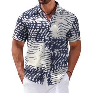 imageCOOFANDY Mens Hawaiian Shirts Short Sleeve Casual Button Down Tropical Shirt Summer Floral Vacation Beach ShirtsWhite