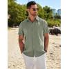 imageCOOFANDY Mens Casual Button Down Shirts Short Sleeve Beach Summer Shirt Vacation Wedding Shirts with PocketArmy Green