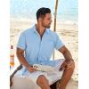 imageCOOFANDY Mens Casual Button Down Shirts Short Sleeve Beach Summer Shirt Vacation Wedding Shirts with PocketClear Blue