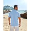 imageCOOFANDY Mens Casual Button Down Shirts Short Sleeve Beach Summer Shirt Vacation Wedding Shirts with PocketClear Blue