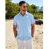 imageCOOFANDY Mens Casual Button Down Shirts Short Sleeve Beach Summer Shirt Vacation Wedding Shirts with PocketClear Blue