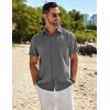 imageCOOFANDY Mens Casual Button Down Shirts Short Sleeve Beach Summer Shirt Vacation Wedding Shirts with PocketDark Grey