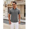 imageCOOFANDY Mens Casual Button Down Shirts Short Sleeve Beach Summer Shirt Vacation Wedding Shirts with PocketDark Grey