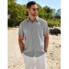 imageCOOFANDY Mens Casual Button Down Shirts Short Sleeve Beach Summer Shirt Vacation Wedding Shirts with PocketGrey