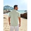 imageCOOFANDY Mens Casual Button Down Shirts Short Sleeve Beach Summer Shirt Vacation Wedding Shirts with PocketLight Green
