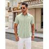 imageCOOFANDY Mens Casual Button Down Shirts Short Sleeve Beach Summer Shirt Vacation Wedding Shirts with PocketLight Green