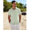 imageCOOFANDY Mens Casual Button Down Shirts Short Sleeve Beach Summer Shirt Vacation Wedding Shirts with PocketLight Green