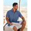 imageCOOFANDY Mens Casual Button Down Shirts Short Sleeve Beach Summer Shirt Vacation Wedding Shirts with PocketMidnight Blue