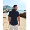 imageCOOFANDY Mens Casual Button Down Shirts Short Sleeve Beach Summer Shirt Vacation Wedding Shirts with PocketNavy Blue