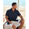 imageCOOFANDY Mens Casual Button Down Shirts Short Sleeve Beach Summer Shirt Vacation Wedding Shirts with PocketNavy Blue