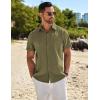 imageCOOFANDY Mens Casual Button Down Shirts Short Sleeve Beach Summer Shirt Vacation Wedding Shirts with PocketOlive Green