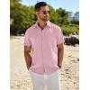 imageCOOFANDY Mens Casual Button Down Shirts Short Sleeve Beach Summer Shirt Vacation Wedding Shirts with PocketPink