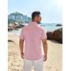 imageCOOFANDY Mens Casual Button Down Shirts Short Sleeve Beach Summer Shirt Vacation Wedding Shirts with PocketPink