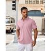 imageCOOFANDY Mens Casual Button Down Shirts Short Sleeve Beach Summer Shirt Vacation Wedding Shirts with PocketPink
