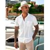 imageCOOFANDY Mens Casual Button Down Shirts Short Sleeve Beach Summer Shirt Vacation Wedding Shirts with PocketWhite