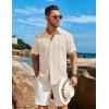 imageCOOFANDY Mens Cuban Guayabera Short Sleeve Shirt Casual Summer Beach Tops Button Down Untucked ShirtsBeige