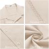 imageCOOFANDY Mens Cuban Guayabera Short Sleeve Shirt Casual Summer Beach Tops Button Down Untucked ShirtsBeige