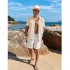 imageCOOFANDY Mens Cuban Guayabera Short Sleeve Shirt Casual Summer Beach Tops Button Down Untucked ShirtsBeige