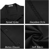 imageCOOFANDY Mens Cuban Guayabera Short Sleeve Shirt Casual Summer Beach Tops Button Down Untucked ShirtsBlack