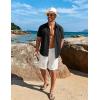imageCOOFANDY Mens Cuban Guayabera Short Sleeve Shirt Casual Summer Beach Tops Button Down Untucked ShirtsBlack