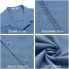 imageCOOFANDY Mens Cuban Guayabera Short Sleeve Shirt Casual Summer Beach Tops Button Down Untucked ShirtsBlue