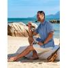 imageCOOFANDY Mens Cuban Guayabera Short Sleeve Shirt Casual Summer Beach Tops Button Down Untucked ShirtsBlue