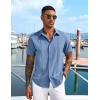 imageCOOFANDY Mens Cuban Guayabera Short Sleeve Shirt Casual Summer Beach Tops Button Down Untucked ShirtsBlue