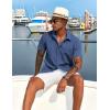 imageCOOFANDY Mens Cuban Guayabera Short Sleeve Shirt Casual Summer Beach Tops Button Down Untucked ShirtsDark Blue