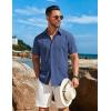 imageCOOFANDY Mens Cuban Guayabera Short Sleeve Shirt Casual Summer Beach Tops Button Down Untucked ShirtsDark Blue