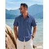 imageCOOFANDY Mens Cuban Guayabera Short Sleeve Shirt Casual Summer Beach Tops Button Down Untucked ShirtsDark Blue