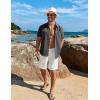 imageCOOFANDY Mens Cuban Guayabera Short Sleeve Shirt Casual Summer Beach Tops Button Down Untucked ShirtsGrey