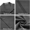 imageCOOFANDY Mens Cuban Guayabera Short Sleeve Shirt Casual Summer Beach Tops Button Down Untucked ShirtsGrey