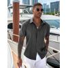 imageCOOFANDY Mens Cuban Guayabera Short Sleeve Shirt Casual Summer Beach Tops Button Down Untucked ShirtsGrey