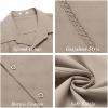 imageCOOFANDY Mens Cuban Guayabera Short Sleeve Shirt Casual Summer Beach Tops Button Down Untucked ShirtsKhaki