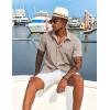imageCOOFANDY Mens Cuban Guayabera Short Sleeve Shirt Casual Summer Beach Tops Button Down Untucked ShirtsKhaki