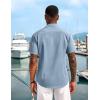 imageCOOFANDY Mens Cuban Guayabera Short Sleeve Shirt Casual Summer Beach Tops Button Down Untucked ShirtsLight Blue